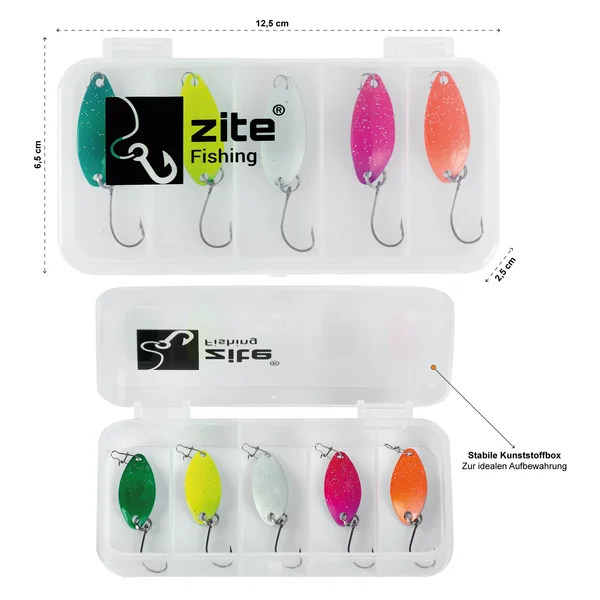 Forellen Spoons Set Neon einfarbig 5 Stück Zite Fishing_auswahl2