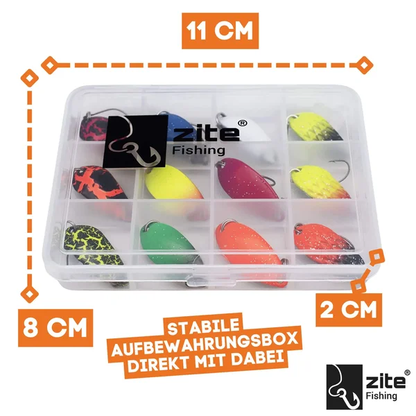 Zite Fishing Forellen Spoon Sortiment 13-teilig Neon Bunt 3g_auswahl3