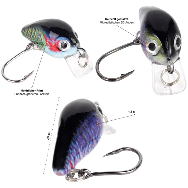 Miniwobbler-Set 10 Stück Forelle Barsch Angeln in Box Zite Fishing_auswahl2