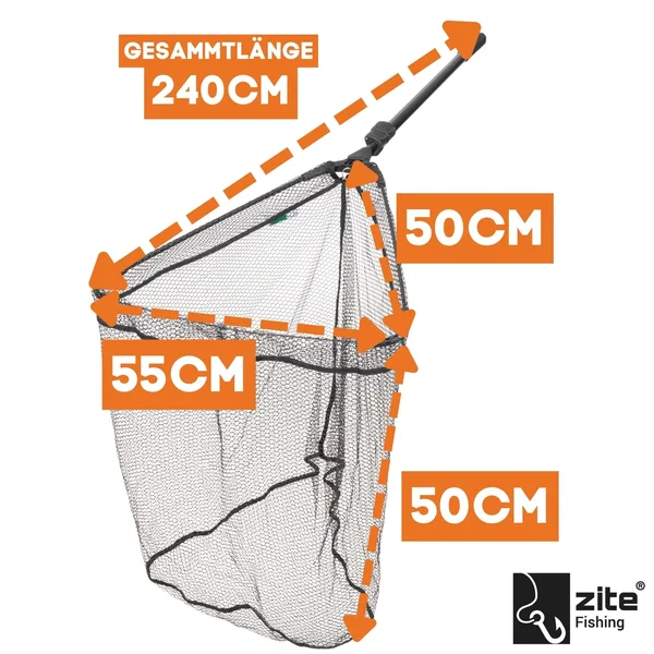 Kescher Gummiert Schwarz mit Easy-Teleskopfunktion 2,40m Zite Fishing_auswahl1