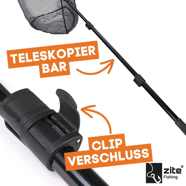 Kescher Gummiert Schwarz mit Easy-Teleskopfunktion 2,40m Zite Fishing_auswahl3