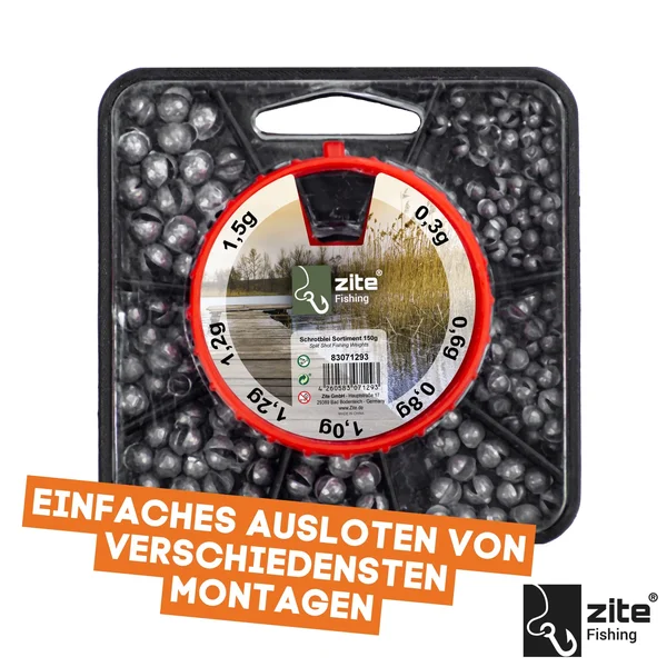 Zite Fishing Schrotblei Dose - Bleischrot Angelblei 120g Sortiert_auswahl1