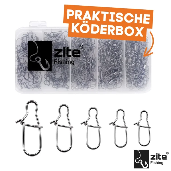 Zite Fishing Karabiner Snaps Einhänger Sortiment für Spoons 150 Stück_auswahl3