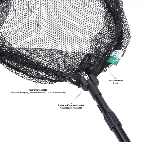 Zite Fishing Spinnkescher Gummiert - Einhändig Faltbar - Schwarz 113cm_auswahl3