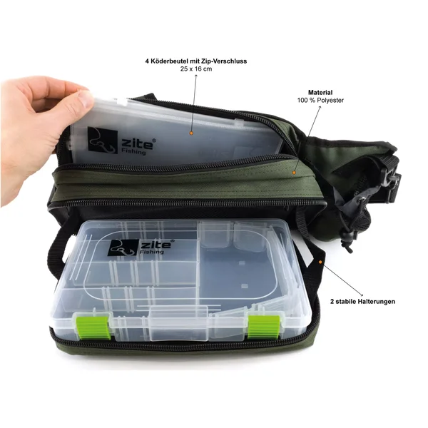 Zite Fishing Sling-Bag Umhängetasche Spinnfischen mit Box & Tüten_auswahl3