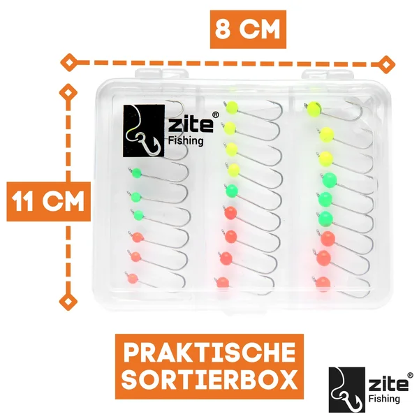 Zite Fishing Tungsten Jighead Set 27 Stück 0,3-1,2g Neon_auswahl2