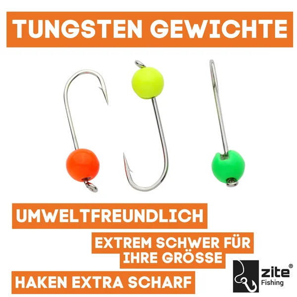 Zite Fishing Tungsten Jighead Set 27 Stück 0,3-1,2g Neon_auswahl4