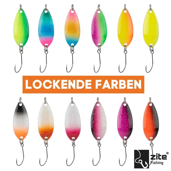 Zite Fishing Trout Spoon Forellenköder Set Beidseitig Farbig 12 Stück in Box_auswahl1
