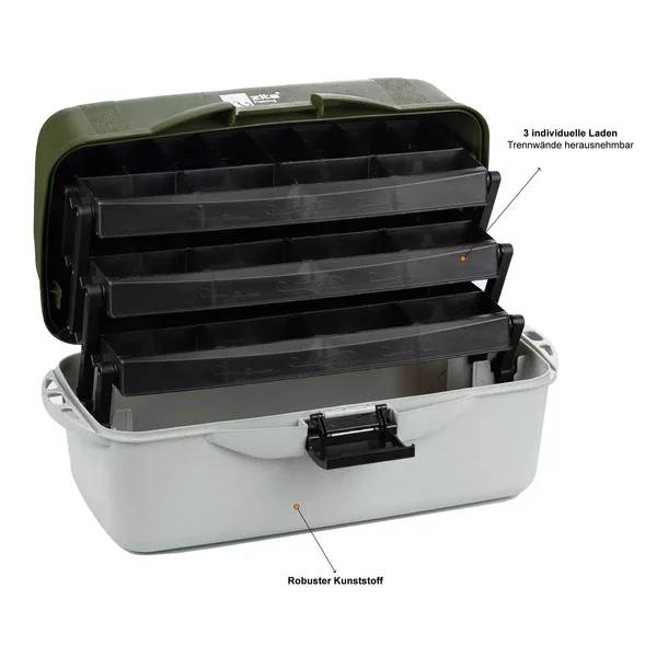 Angelkoffer gro mit 3 Laden 50 x 25 x 25 cm Zite Fishing