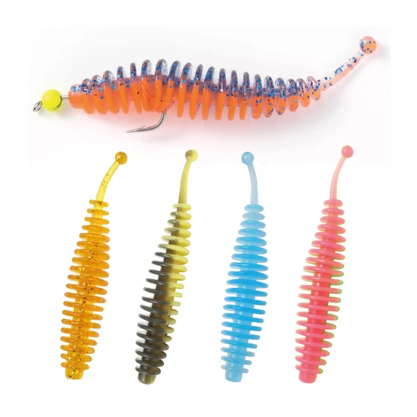 Forellenwürmer 5,5 cm 25 Stück mit 3 Tungstenhaken und 10 ml Knoblauch Aroma Zite Fishing_auswahl4