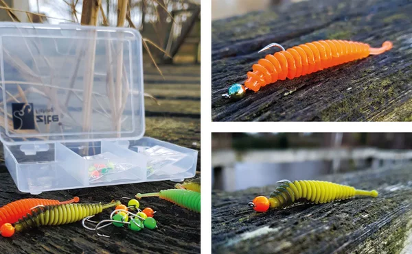 Forellenwürmer 5,5 cm 25 Stück mit 3 Tungstenhaken und 10 ml Knoblauch Aroma Zite Fishing_auswahl6
