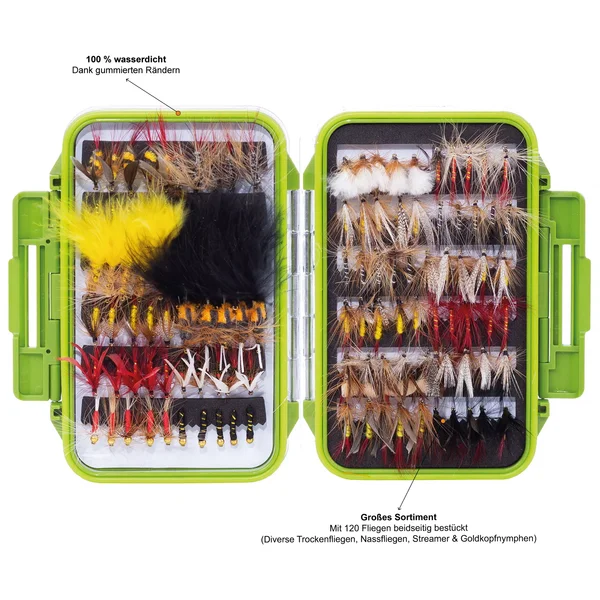 Fliegen Set Fliegenfischen 120 Stück in Box Zite Fishing_auswahl1