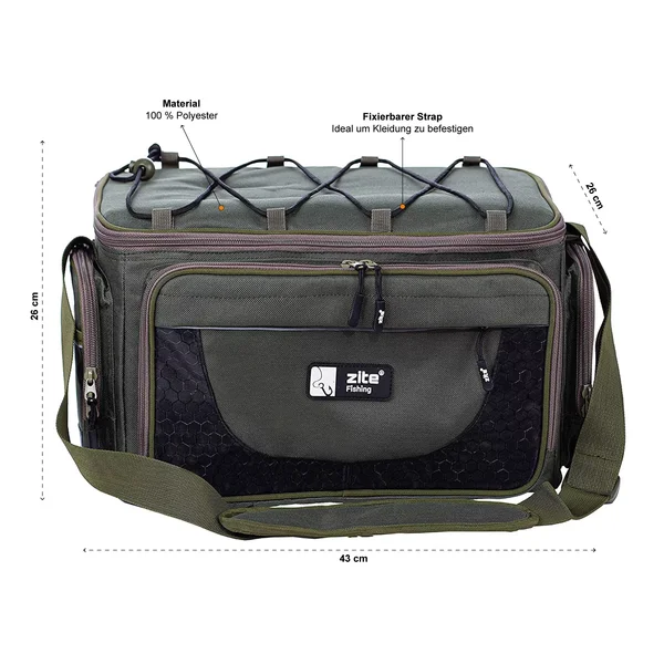 Angeltasche mit Tackle Boxen & Schultergurt 43cm Gro Zite Fishing