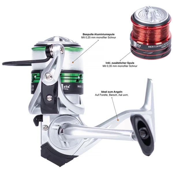 Angelrolle mit Schnur bespult Forellenrolle 2 Aluspulen Zite Fishing_auswahl3