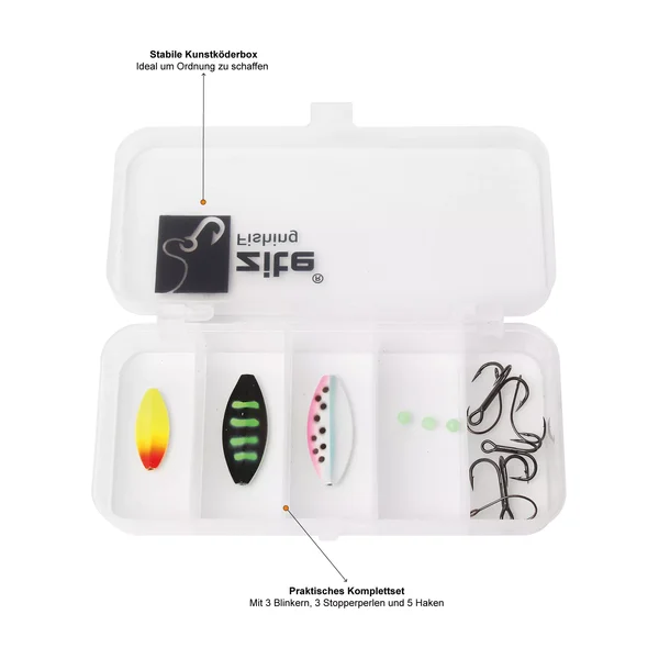 Forellen Inline Spoons Set Neon 2-3,5g mit Köderbox Zite Fishing_auswahl3
