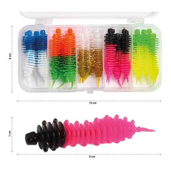 Zite Fishing Gummiwürmer(Lang) mit Tungstenhaken + 10 ml Dosierflasche(Fisch)_auswahl1