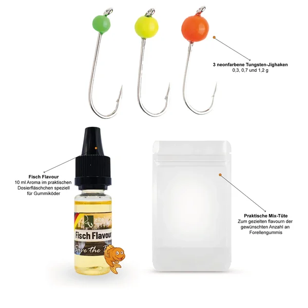 Zite Fishing Gummiwürmer(Lang) mit Tungstenhaken + 10 ml Dosierflasche(Fisch)_auswahl2