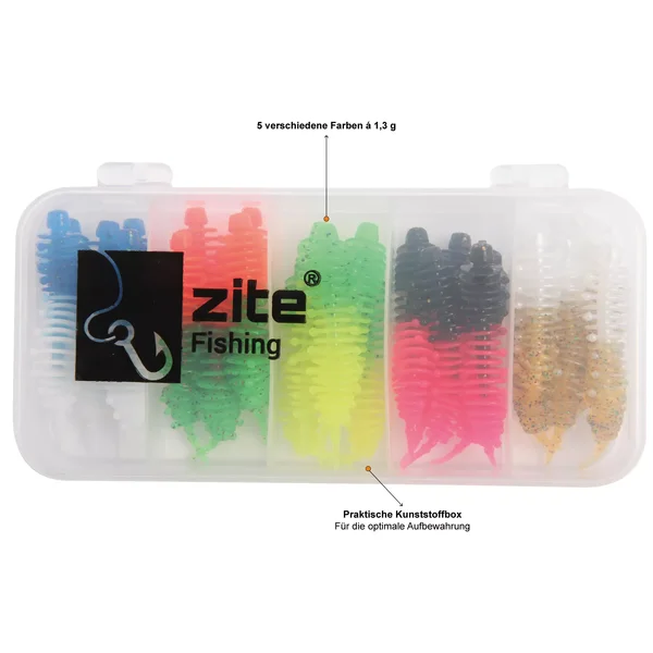 Zite Fishing Gummiwürmer(Lang) mit Tungstenhaken + 10 ml Dosierflasche(Fisch)_auswahl3