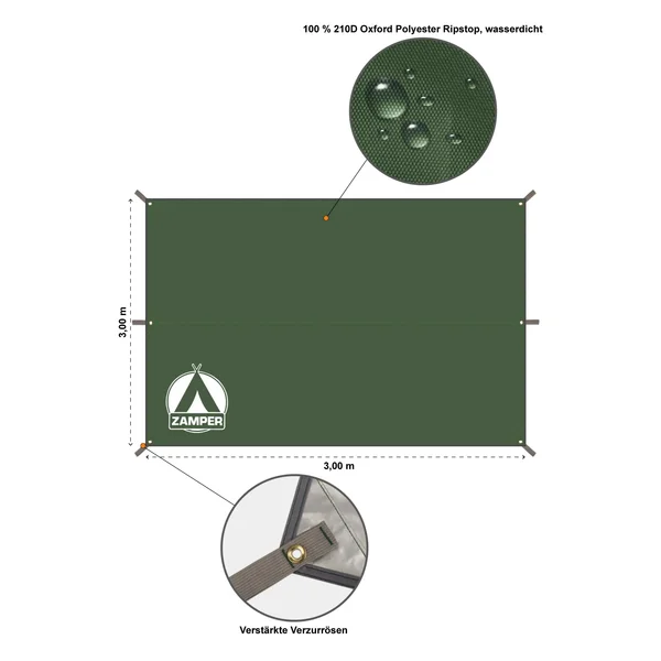Zamper Tarp Zeltplane grün 3x3 m_auswahl1