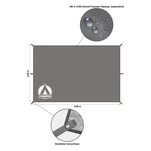 Zamper Tarp Zeltplane grau 3x3 m_auswahl1