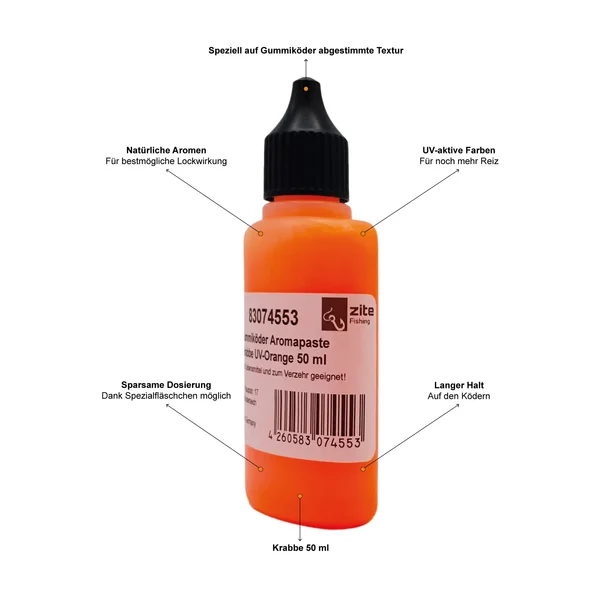 Zite Fishing Gummiköder Aromapaste Krabbe UV-Orange 50 ml_auswahl1