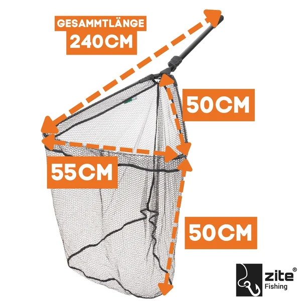 Kescher Gummiert Schwarz mit Easy-Teleskopfunktion 2,70m Zite Fishing_auswahl1