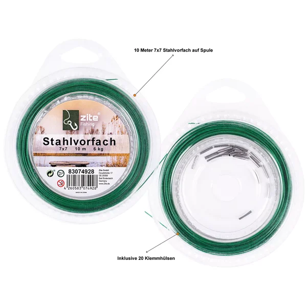 Stahlvorfach 10m auf Rolle 6 kg + Klemmhülsen Zite Fishing_auswahl1