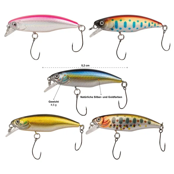 Forellenwobbler Set 5,2cm 4,5g Langsam Sinkend 5 STK in Köderbox Zite Fishing _auswahl1