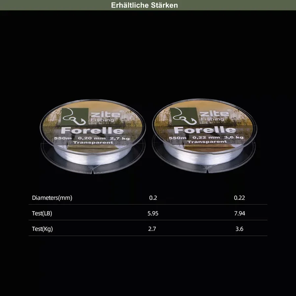 Monofile Schnur Forelle 0,22 mm 550 m Angelschnur Zite Fishing_auswahl4