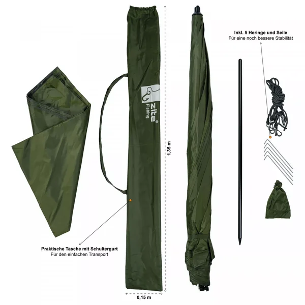 Angelschirm Schirmzelt mit Umhang 250 cm + Schirmstütze Set Zite Fishing_auswahl4
