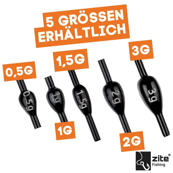 Zite Fishing Blei Fixdrops Forellenbleie 5 x 1g Angelgewicht für Grund- & Schleppangeln_auswahl4