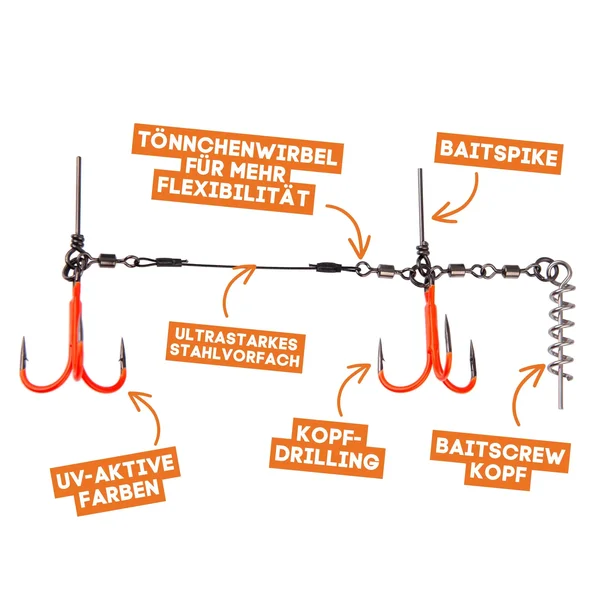 Zite Fishing Hecht Shallow-Rig-System UV Aktiv L 13cm - Gummifisch-System ideal für Hechtköder 21 - 26 cm_auswahl3