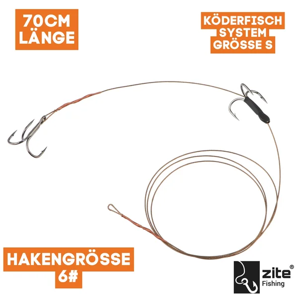 Zite Fishing Köderfisch Hecht System S für Köderfische 5 - 8 cm - Raubfisch Fertigmontage _auswahl1