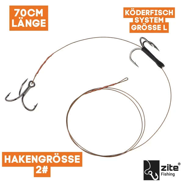 Zite Fishing Köderfisch Hecht System L für Köderfische 14 - 20 cm - Raubfisch Fertigmontage _auswahl1