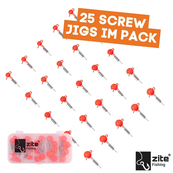 Zite Fishing Screw-In-Jigs Set 5-20g UV Aktiv Blei 25 STK in Box Gummiköder Angeln Raubfisch_auswahl2