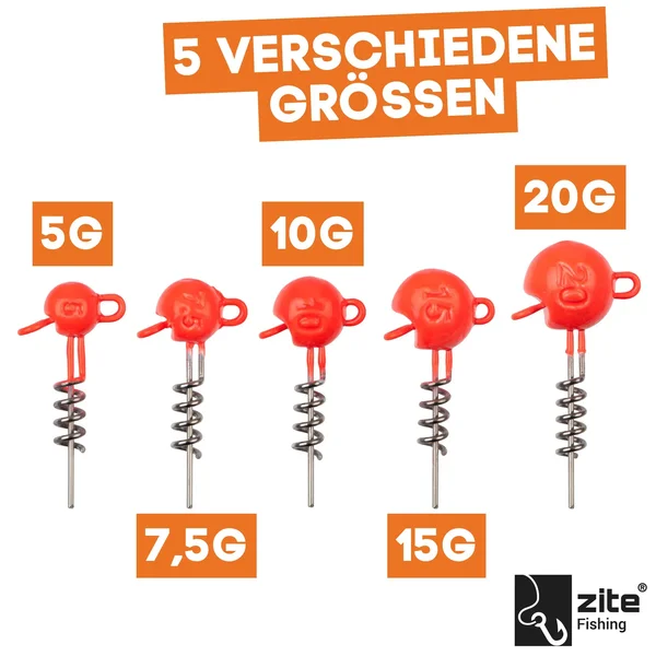 UV Screw-Jigs 5g Jigköpfe Blei Gummiköder Angeln Raubfisch 5STK_auswahl3