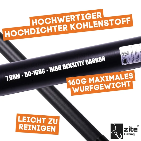 Stellfischrute 750cm 50-160g Teleskoprute Hecht Zander Angeln 8-teilig Zite Fishing _auswahl2