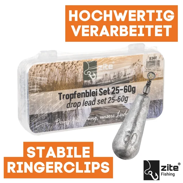 Zite Fishing Tropfenblei Set 25-60g 14 STK Birnenblei Sortiment Angelgewichte Grundangeln_auswahl1