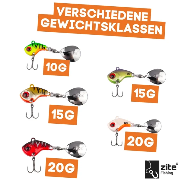 Jigspinner Set 10-20g Neon Spin Jigs Zander & Barschköder 5 Stück mit Köderbox_auswahl1