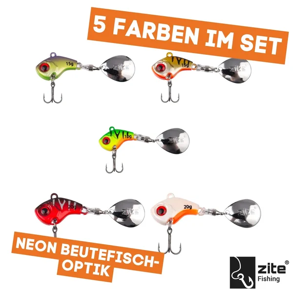 Jigspinner Set 10-20g Neon Spin Jigs Zander & Barschköder 5 Stück mit Köderbox_auswahl2