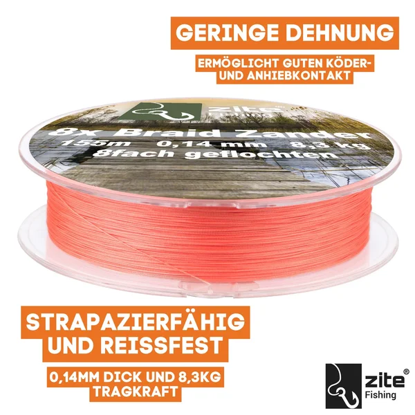 Zite Fishing Angelschnur Geflochten 8fach Zander Schnur 155m 0,14mm 8,3 kg_auswahl1