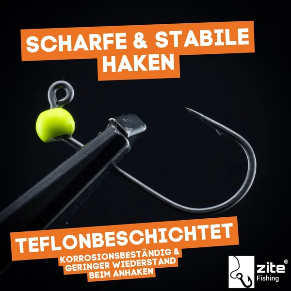 Zite Fishing Premium Tungsten Pro Sharp Jighaken Neon #8 - Teflonbeschichtete Forellen-Haken mit Tungstenperle_auswahl4