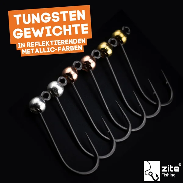 Zite Fishing Premium Tungsten Pro Sharp Jighaken Metallic #4 - Teflonbeschichtete Forellen-Haken mit Tungstenperle_auswahl3