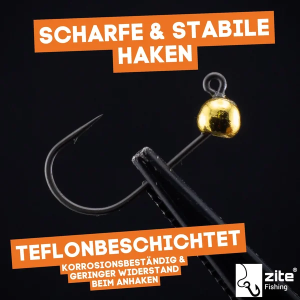 Zite Fishing Premium Tungsten Pro Sharp Jighaken Metallic #4 - Teflonbeschichtete Forellen-Haken mit Tungstenperle_auswahl4