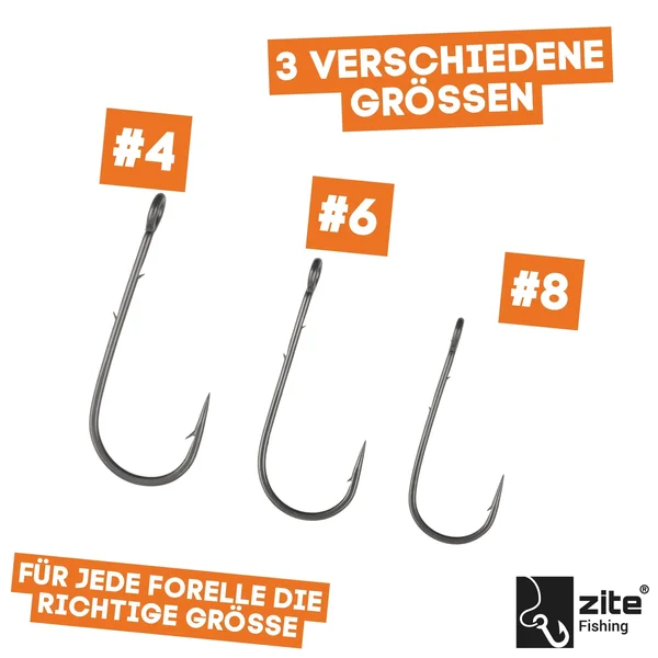 Zite Fishing ProSharp Chebu Haken Set #4-8 30 tlg. Teflon-Haken mit Baitholder für Cheburashka-Rig Forelle & Barsch _auswahl1