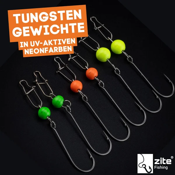 Zite Fishing Tungsten Cheburashka ProSharp Rigs Größe #8 Neon Tungstenperle UV Aktiv Forelle Angelhaken_auswahl2