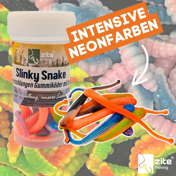 Zite Fishing Slinky Snake Schock Mix Knoblauch 8 cm 8 St. Schlangenförmig Gummi_auswahl1