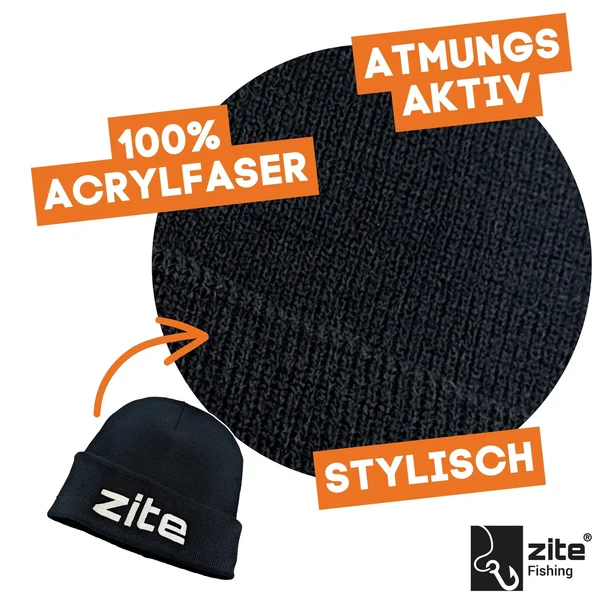 Zite Fishing Beanie Mütze Schwarz mit gestickten Logo _auswahl2
