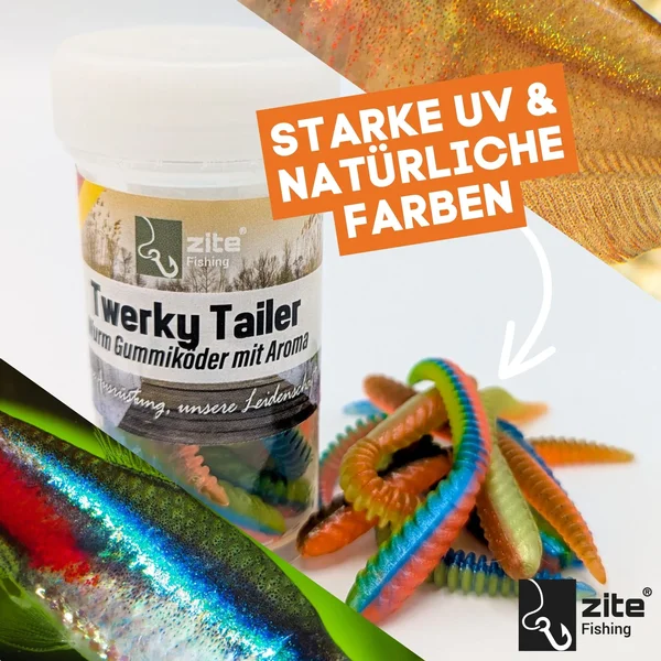 Zite Fishing Twerky Tailer Nature Mix Knoblauch 7 cm 8 STK 3in1 Gummiköder Forelle_auswahl1
