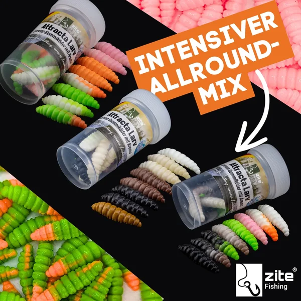 Zite Fishing Attracta Larv Ultra Light Starter Set mit Tungsten Jighaken und Rotationshaken Größe 6 Forellen Angeln_auswahl1